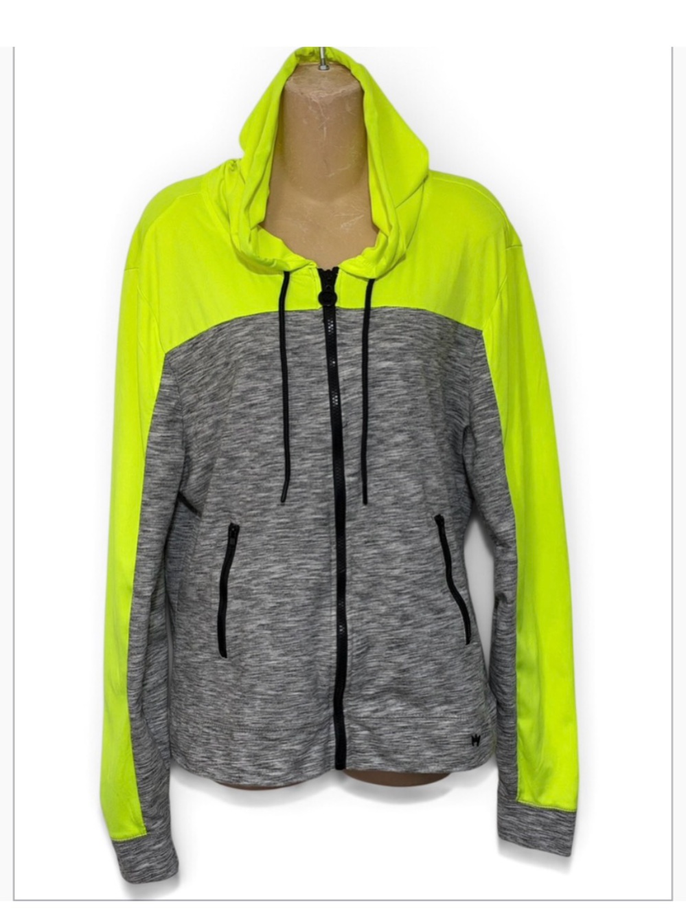 Nicki Minaj Neon Yellow and Gray Colorblock Zip Hoodie